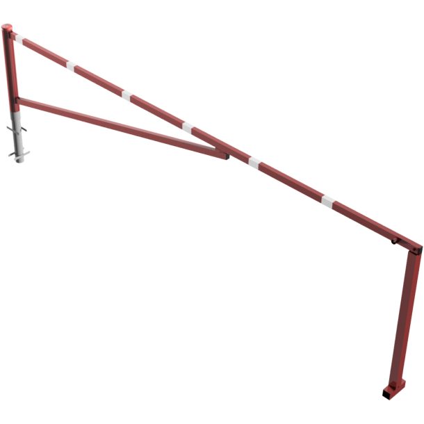 Swing barrier | for casting in concrete, hot-dip galvanized and red coated with white reflecting rings | clear width: 4500 mm | with triangular lock